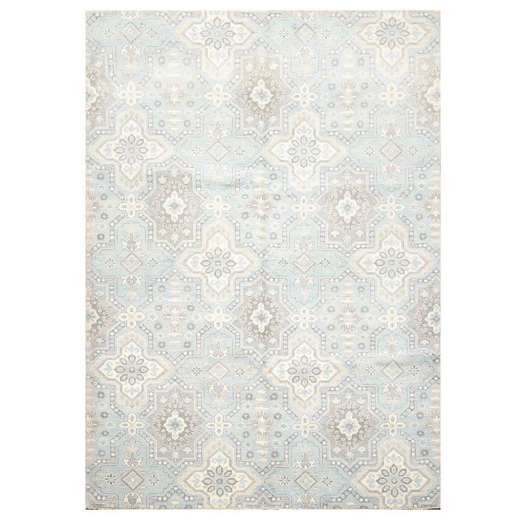 6' x 9' Hand Knotted 100% Wool Geometric Transitional Oriental Area Rug Blue