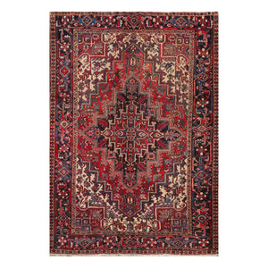 6' 4''x8' 8'' Rust Red Charcoal Color Hand Knotted Persian 100% Wool Traditional Oriental Rug