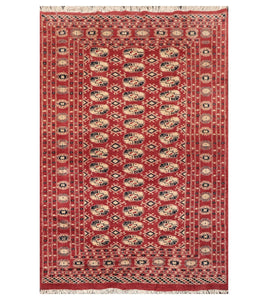 4' 2''x6' 4'' Rust Beige Black Color Hand Knotted Persian 100% Wool Traditional Oriental Rug