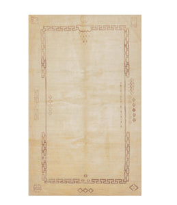 5' x8'  Ivory Brown Color Hand Knotted Tibetan 100% Wool Modern & Contemporary Oriental Rug