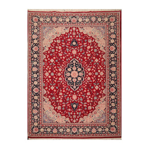 8' 10''x11' 11'' Red Midnight Blue
 Rose Color Hand Knotted Persian 100% Wool Traditional Oriental Rug