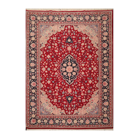 8'10" x 11'11" Hand Knotted Wool Romanian Tabrizz Traditional Area Rug Red