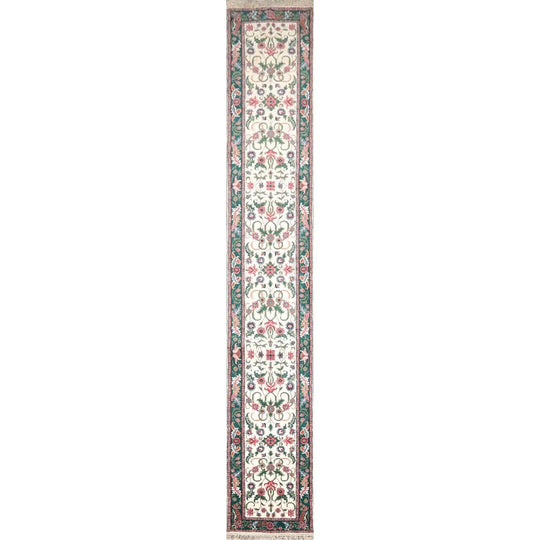 2'7'' x 16' Runner Hand Knotted 100% Wool Arts & Crafts Oriental Area Rug Cream