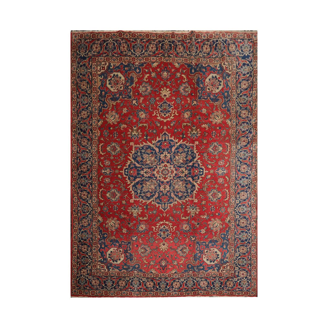 9' 5''x13'  Coral Blue Beige Color Hand Knotted Persian 100% Wool Traditional Oriental Rug