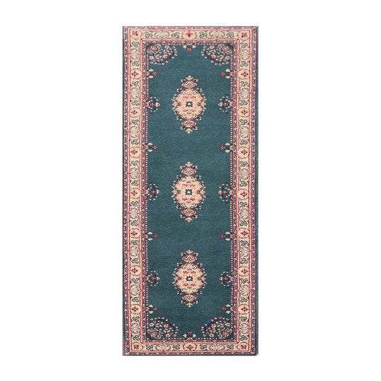 2'6''x 8' Runner Hand Knotted 100% Wool Rare Romanian Kermann Area Rug Turquoise