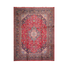 9' 7''x12' 7'' Red Navy Ivory Color Hand Knotted Persian 100% Wool Traditional Oriental Rug