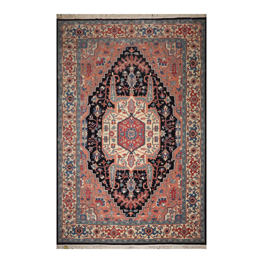 11' 11''x17' 8'' Peach Midnight Blue
 Ivory Color Hand Knotted Persian 100% Wool Traditional Oriental Rug