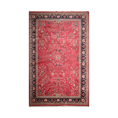 11' x 17' Palace Hand Knotted 100% Wool Romanian Saroukk 150 KPSI Area Rug Rose - Oriental Rug Of Houston