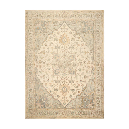 5x8 Ivory, Mint Hand Tufted Persian 100% Wool Tabriz Traditional  Oriental Area Rug Ivory,Mint Color