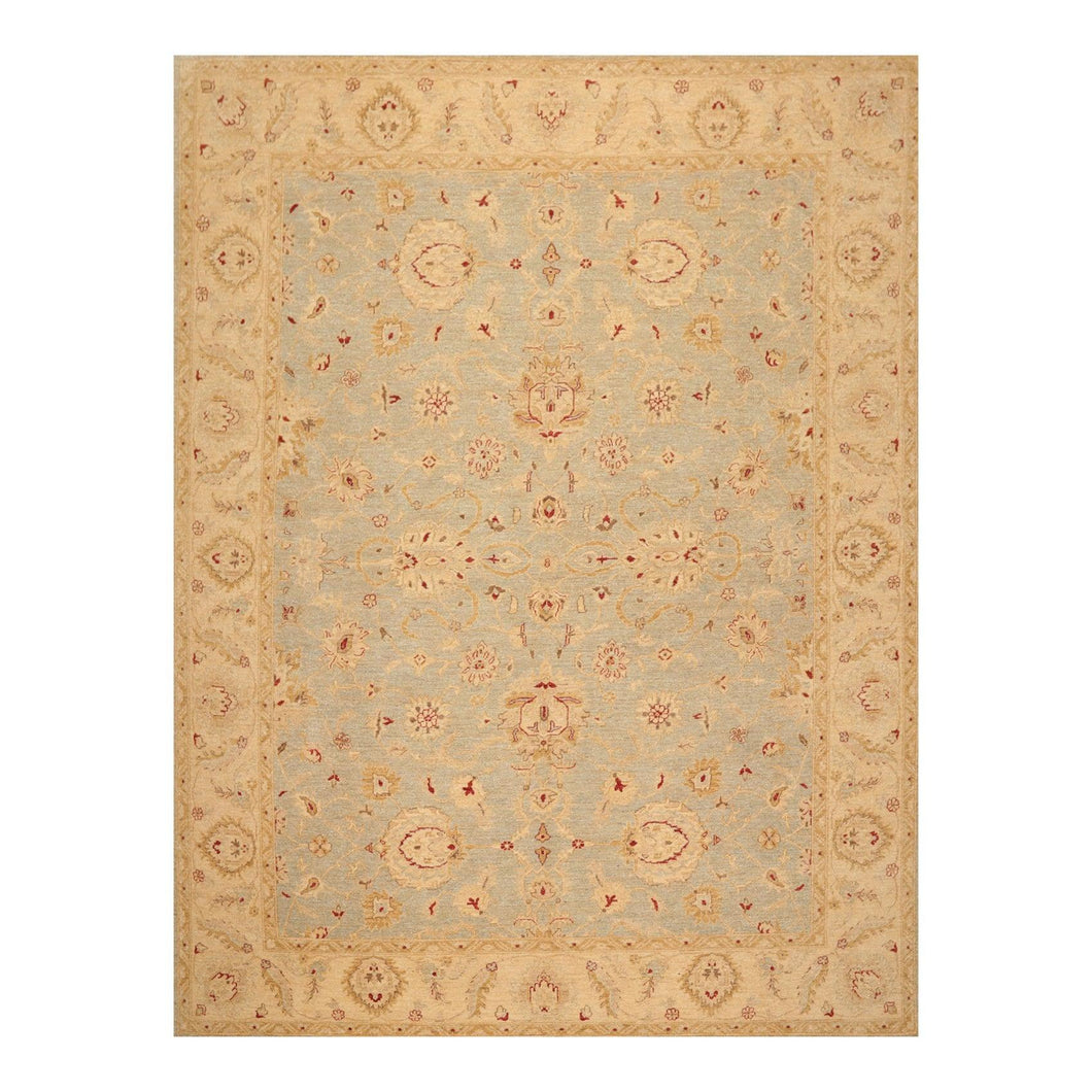 9' x11' 8'' Aqua Beige Rust Color Hand Knotted  100% Wool Traditional Oriental Rug