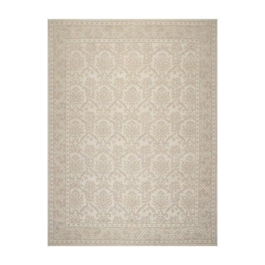 9'1'' x 12'1'' Hand Knotted 100% Wool Damask Afghan Area Rug Gray Tone on Tone