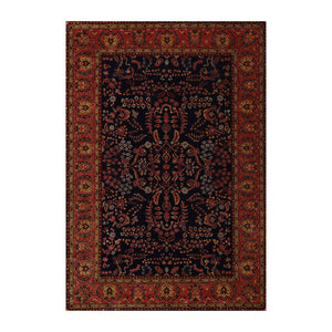 6' 8''x9' 5'' Navy Rose Gold Color Hand Knotted  100% Wool Traditional Oriental Rug