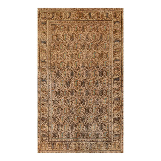 4'3'' x 6'10'' Vintage Hand Knotted Wool Kashaan 200 KPSI Oriental Area Rug Tan