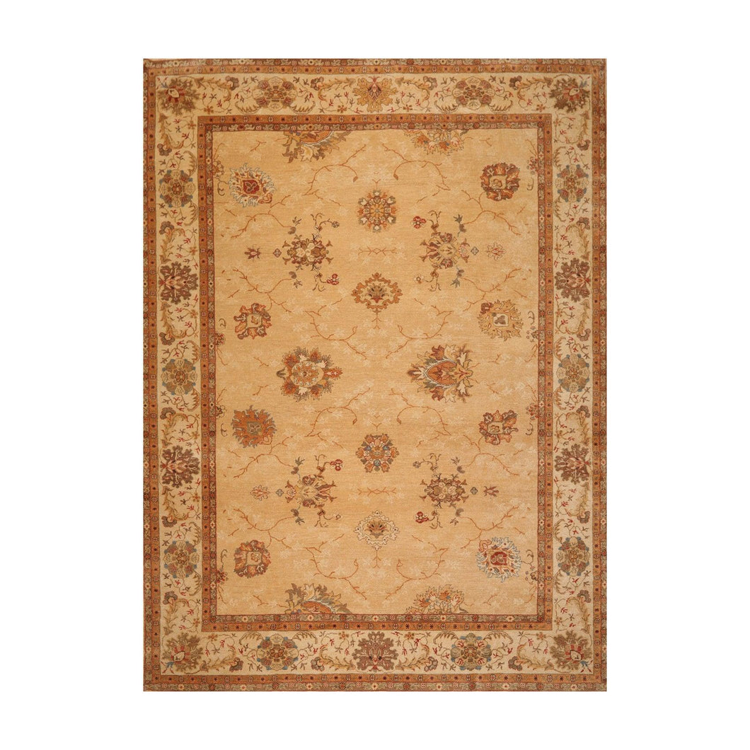9' 4''x12' 7'' Tan Beige Gray Color Hand Knotted Persian 100% Wool Traditional Oriental Rug