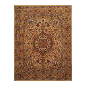 8' 2''x10' 3'' Tan Beige Rust Color Hand Knotted Persian 100% Wool Traditional Oriental Rug