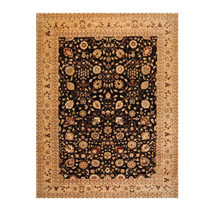 9' 3''x12'  Dark Chocolate Caramel Beige Color Hand Knotted Persian 100% Wool Traditional Oriental Rug