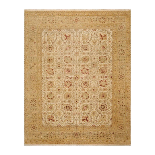 7'11'' x 10' Hand Knotted 100% Wool Agra 250 KPSI Oriental Area Rug Beige