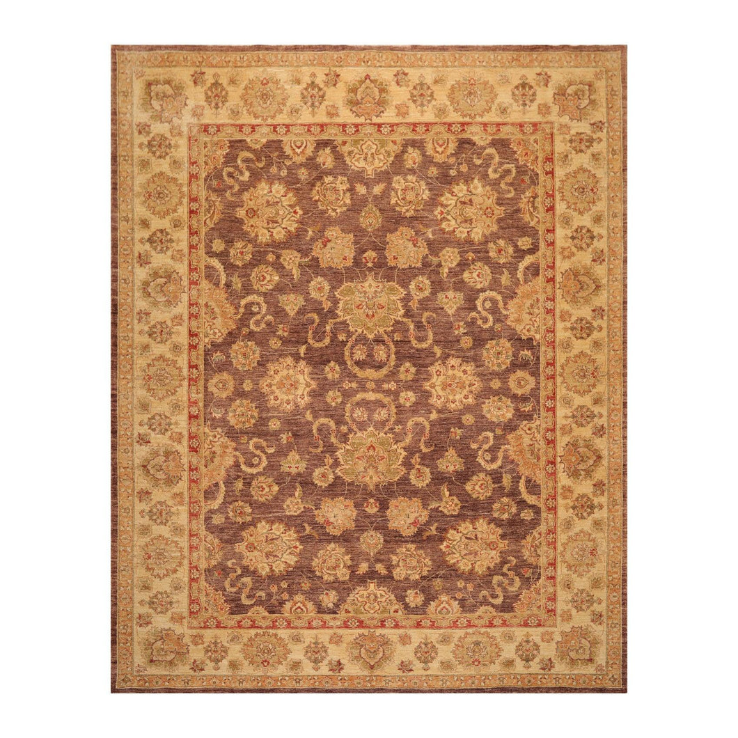 9' 1''x11' 3'' Aubergine Gold Rust Color Hand Knotted Persian 100% Wool Traditional Oriental Rug