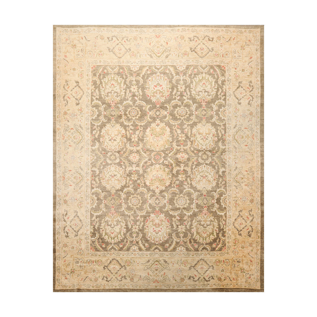 7' 11''x9' 10'' Olive Green Beige Tan Color Hand Knotted Persian 100% Wool Traditional Oriental Rug