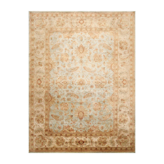 8'8'' x 11'10'' Hand Knotted Wool Peshawar Traditional Oriental Area Rug Aqua