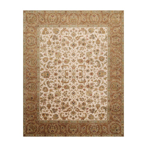 8' 1''x9' 11'' Beige Brown Sage Color Hand Knotted Persian 100% Wool Traditional Oriental Rug