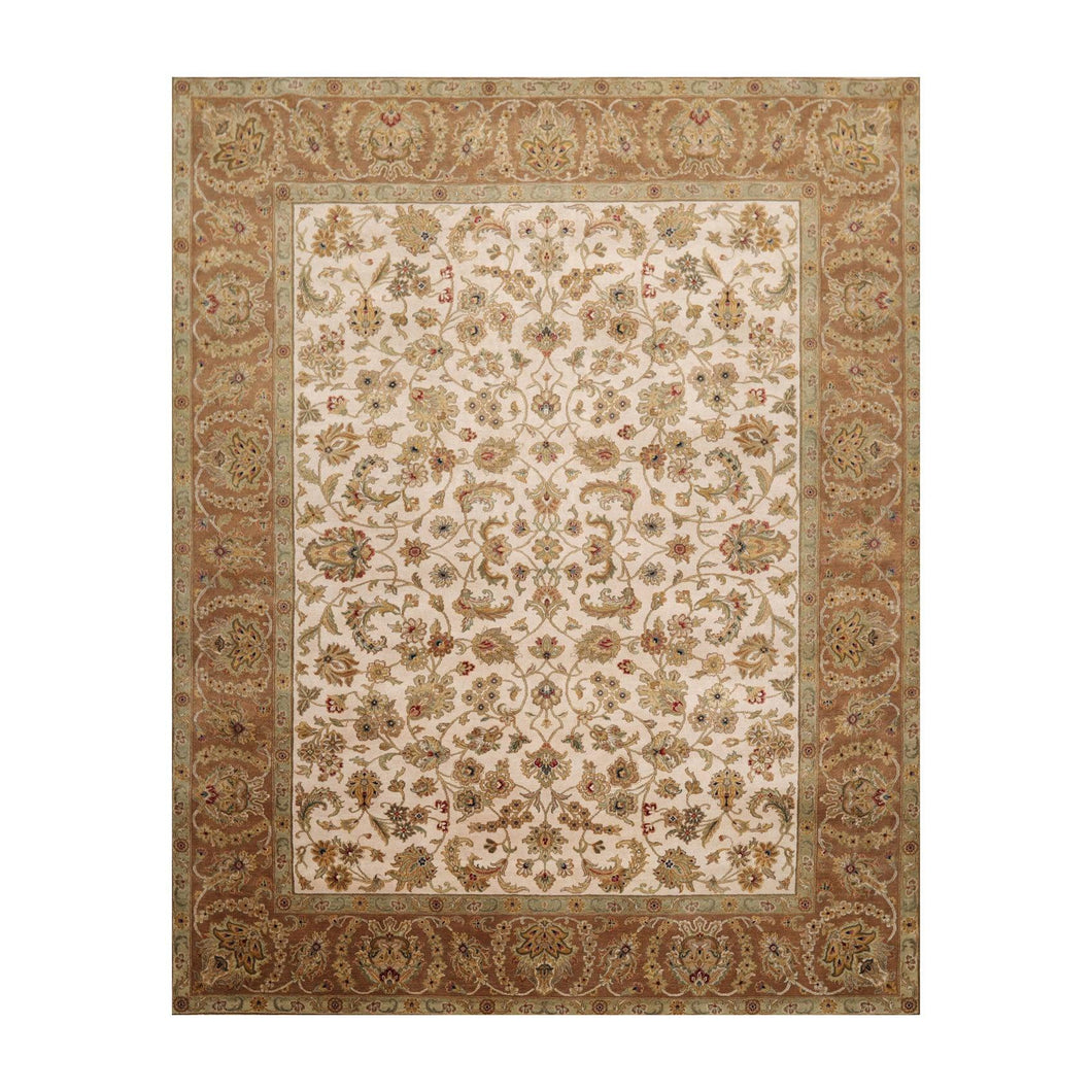 8' 1''x9' 11'' Beige Brown Sage Color Hand Knotted Persian 100% Wool Traditional Oriental Rug