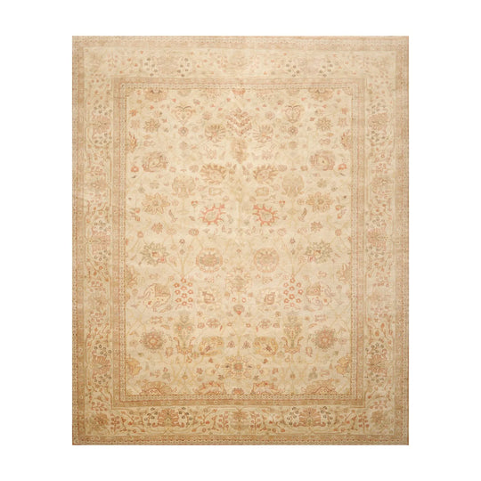 8x10 Beige, Tan Hand Knotted 100% Wool Peshawar Traditional Oriental Area Rug