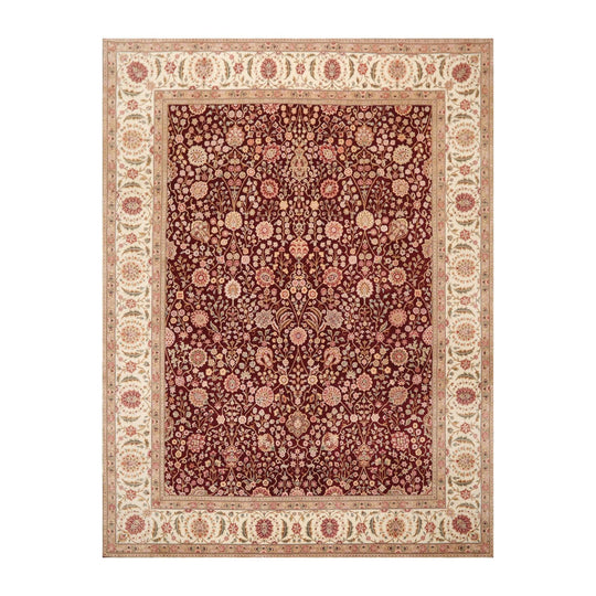 8'2" x 10'8" Hand Knotted Wool Sino Parsian 200 KPSI Oriental Area Rug Burgundy