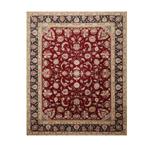 8' x 9'9'' Hand Knotted Wool & Silk Pakpersian 16/18 300KPSI Area Rug Burgundy - Oriental Rug Of Houston