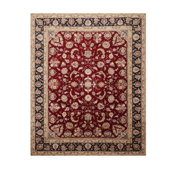 8' x 9'9'' Hand Knotted Wool & Silk Pakpersian 16/18 300KPSI Area Rug Burgundy