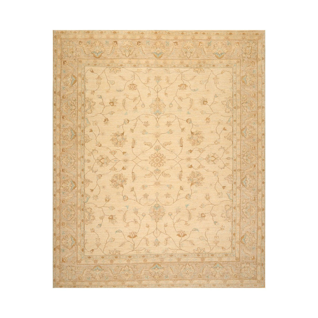 8' 3''x9' 8'' Beige Taupe Tan Color Hand Knotted Persian 100% Wool Traditional Oriental Rug