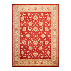 8' 10''x11' 8'' Orangy Red Beige Caramel Color Hand Knotted Persian 100% Wool Traditional Oriental Rug