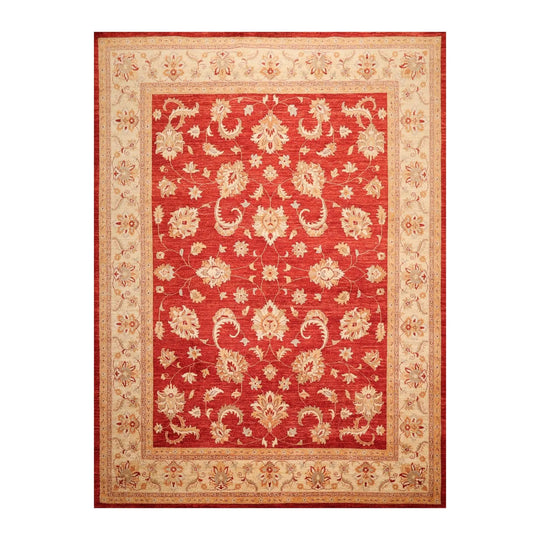 8'10'' x 11'8'' Hand Knotted 100% Wool Peshawar Oriental Area Rug Orangy Red