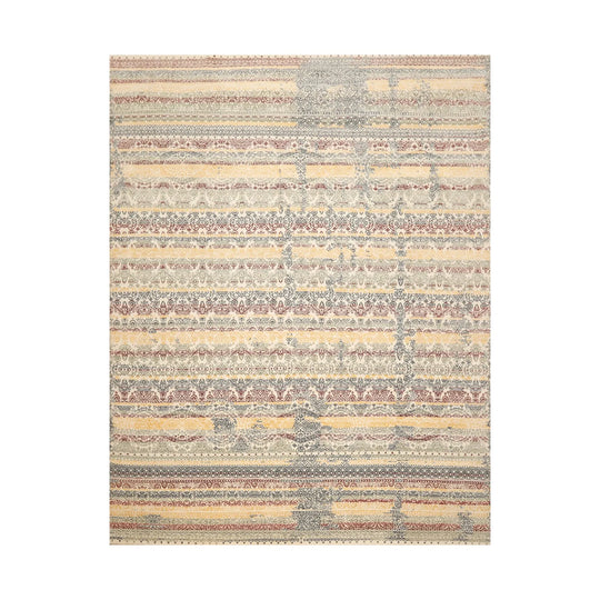 8x10 Ivory, Blue Hand Knotted 100% Wool Peshawar Transitional Oriental Area Rug