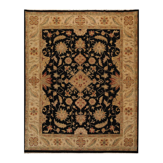 7'11'' x 10' Hand Knotted Wool Oushak Traditional Oriental Area Rug Black