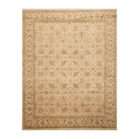 8x10 Tan, Rust Hand Knotted 100% Wool Agra Traditional 200 KPSI Oriental Area Rug