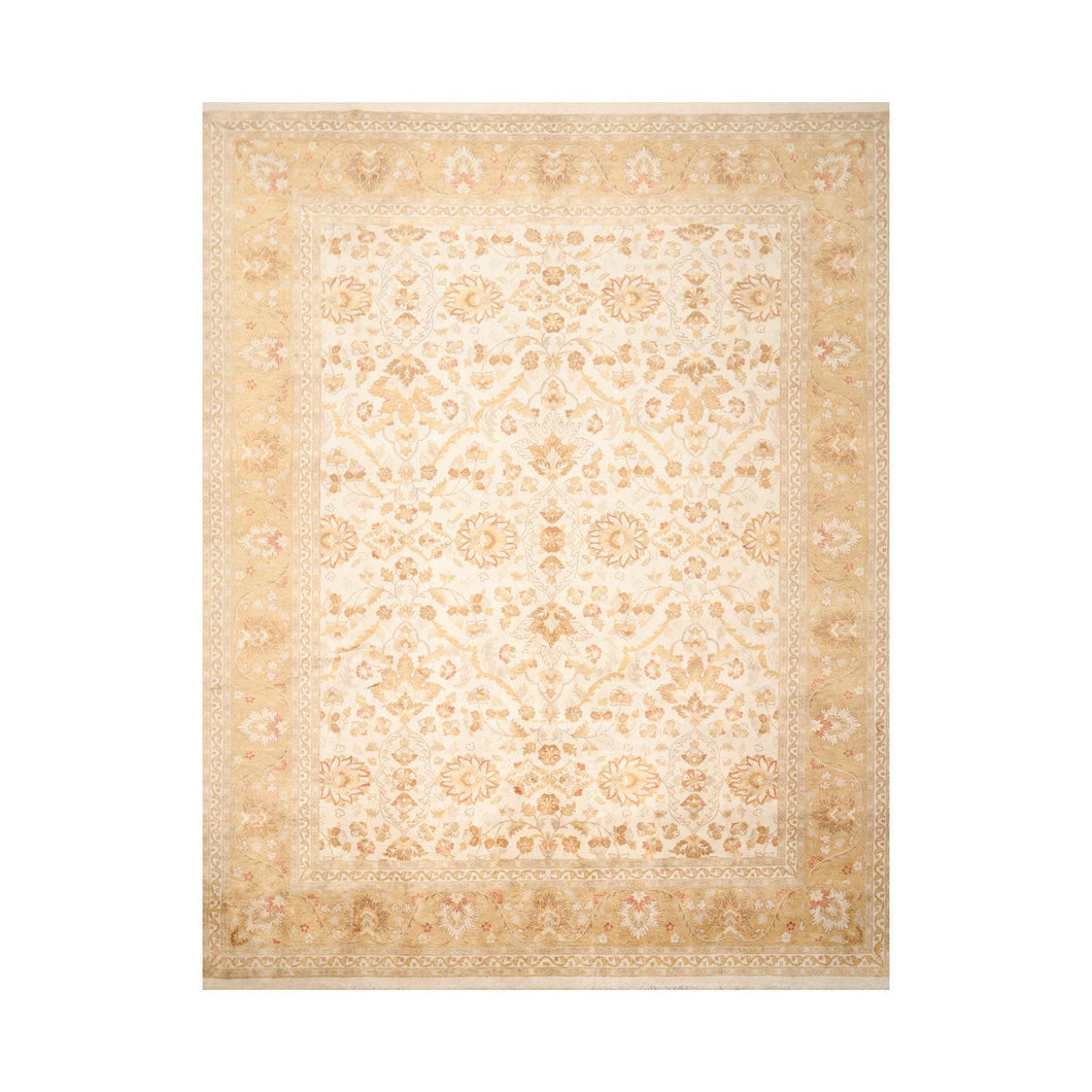 8' 10''x12' 5'' Beige Gold Tan Color Hand Knotted Persian 100% Wool Traditional Oriental Rug