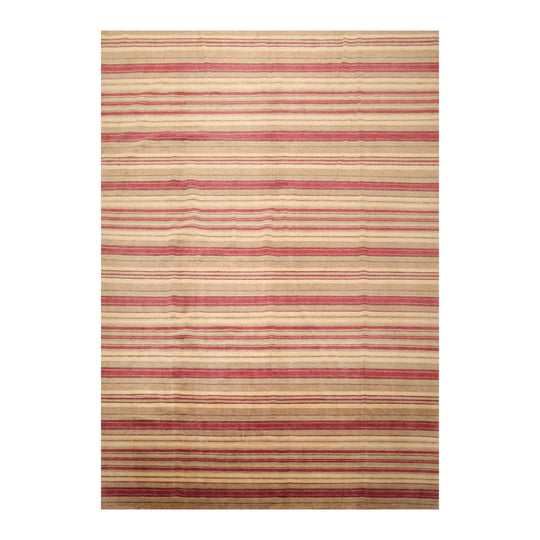 8'7'' x 12'2'' Hand Knotted Tibetan 100% Wool Stripes Modern Oriental Area Rug