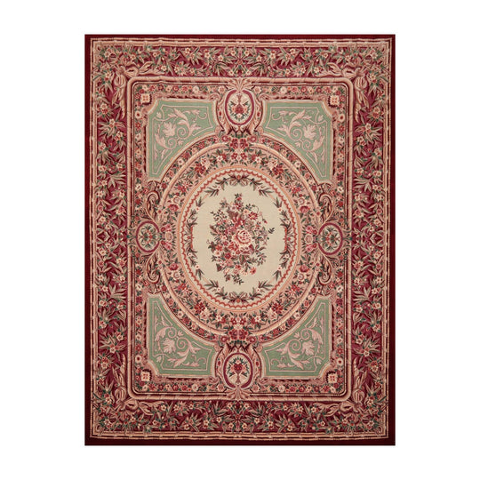 9'2"x12'2'' Hand Knotted Wool French Aubusson Savonnerie Plus pile Area Rug Mint