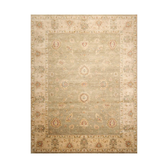 9'2'' x 11'11'' Hand Knotted Wool Agra Traditional Oriental Area Rug Pistachio