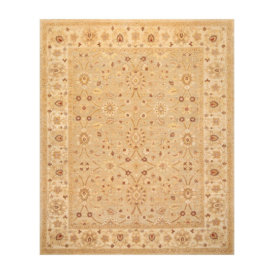 8'1" x 9'11'' Hand Knotted 100% Wool Peshawar Traditional Area Rug Gray Beige