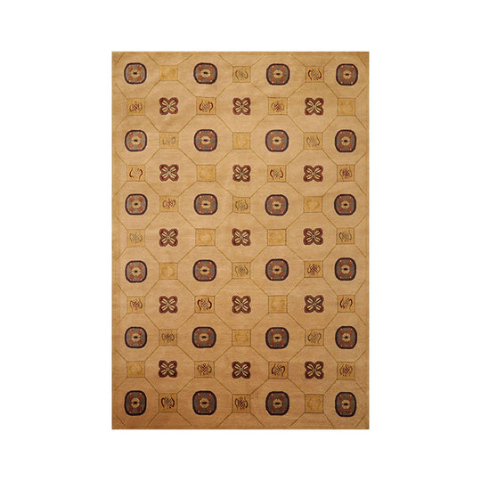 6' x 8'9'' Hand Knotted Tibetan Wool Patterned Modern Oriental Area Rug Camel