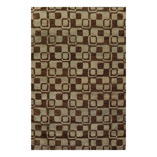 5'10'' x 8'10'' Hand Knotted Tibetan Wool Graphic Oriental Area Rug Aqua