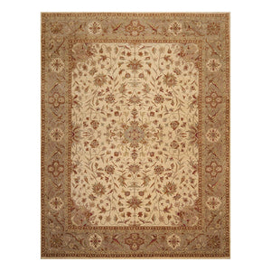 9' 2''x11' 11'' Beige Gray Brown Color Hand Knotted Persian 100% Wool Traditional Oriental Rug