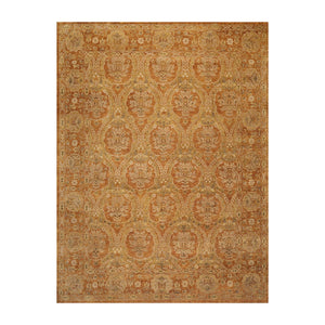8' 11''x11' 9'' Gold Sage Beige Color Hand Knotted Persian 100% Wool Transitional Oriental Rug