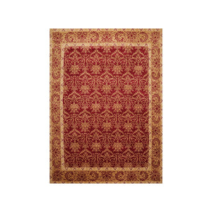 8' x10'  Red Gold Beige Color Hand Knotted Tibetan 100% Wool Transitional Oriental Rug