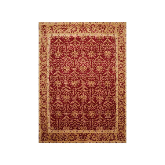 8' x 10' Hand Knotted Tibetan 100% Wool Damask Oriental Area Rug Red