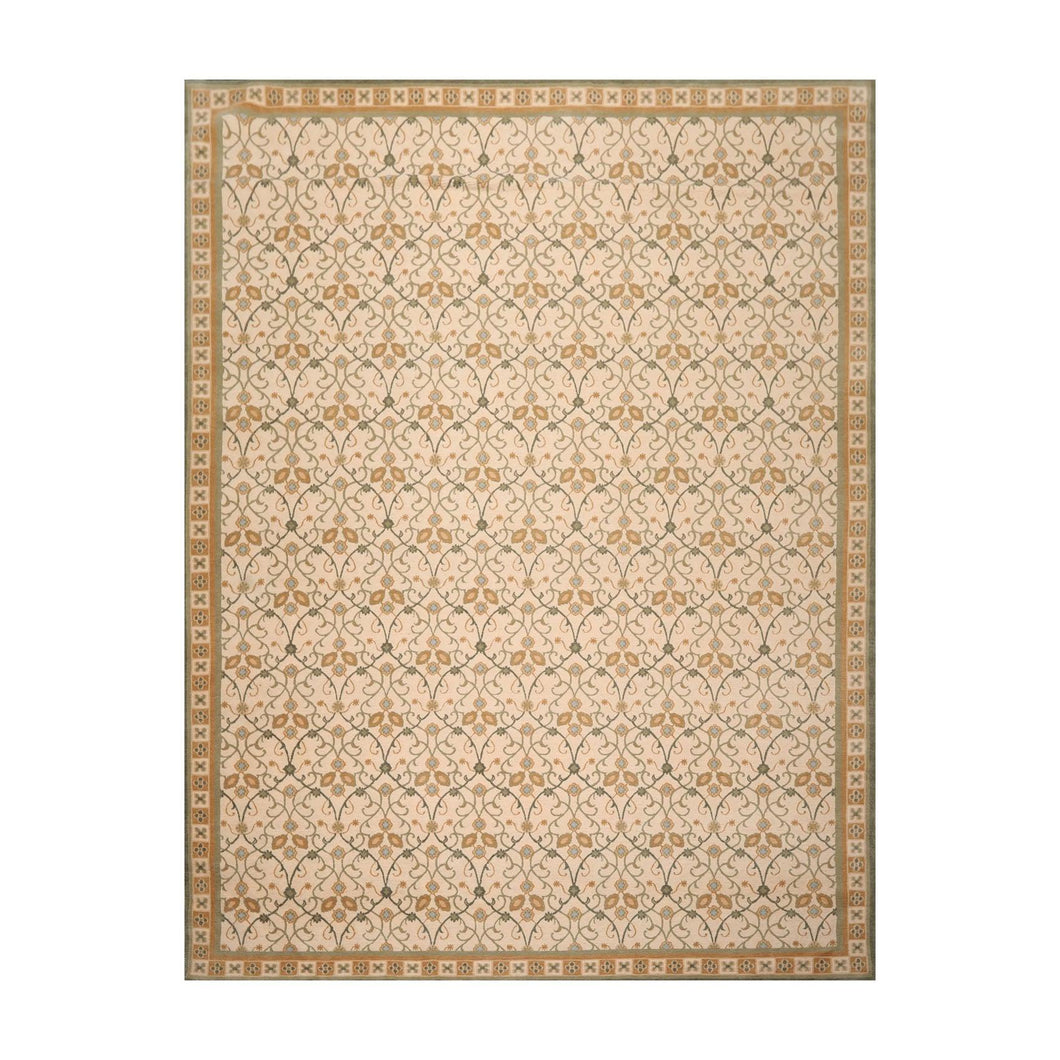 9' x11' 10'' Beige Brown Blue Color Hand Knotted Tibetan 100% Wool Transitional Oriental Rug