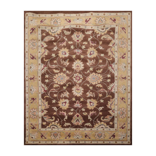 8' x 10' Handmade 100% Wool Kashaan Traditional Oriental Area Rug Brown