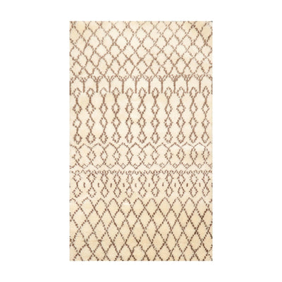 3' x 5' Handmade Shag 100% Wool Boho Modern Oriental Area Rug Ivory/ Brown - Oriental Rug Of Houston